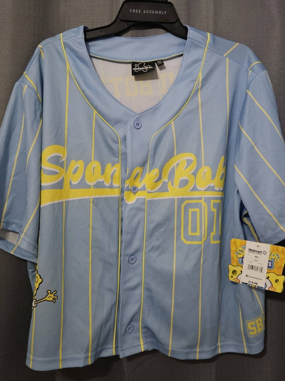 Nickelodeon SpongeBob Light Blue & Yellow Button-Front Baseball Shirt